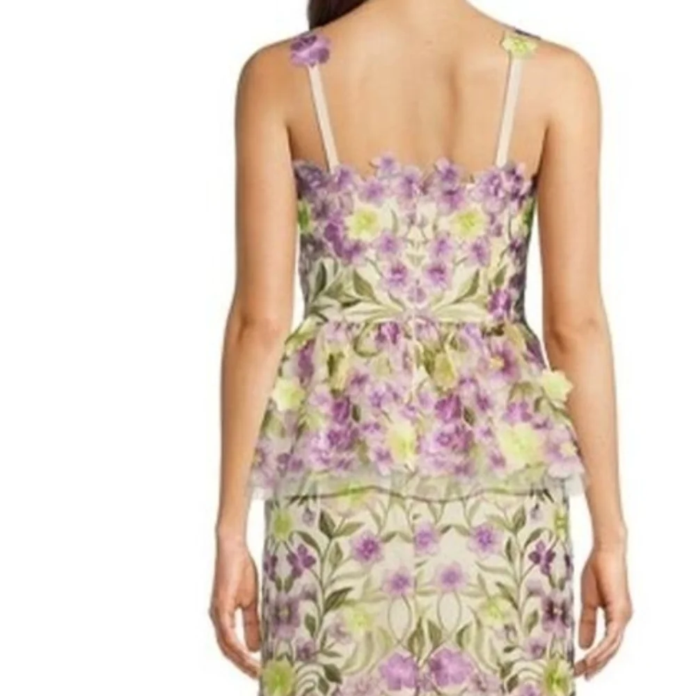 Muse Floral Peplum Tank Top in Purple and Lime - Picture 5 of 11